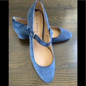 Via Spiga Blue Velvet Shoes